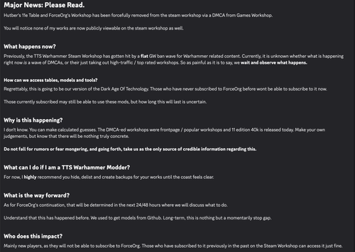 GW DMCA Hits TTS Warhammer: Rant